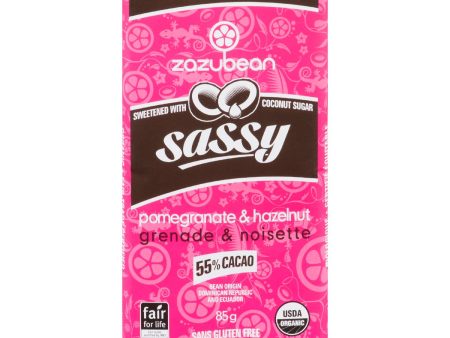 Zazubean Organic Pomegranate & Hazelnut Chocolate 55% Cacao 58g on Sale